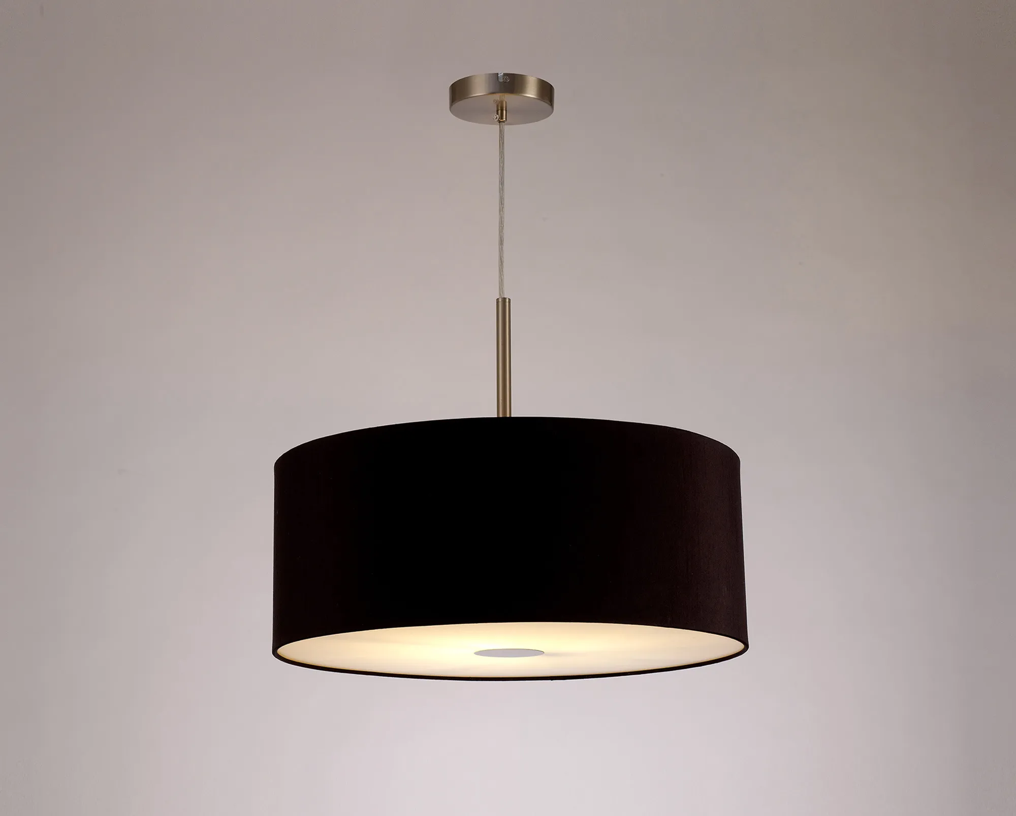 Baymont 50cm Pendant 1 Light Satin Nickel, Midnight Black/Green Olive, Frosted Diffuser DK0307  Deco Baymont SN BL/GR